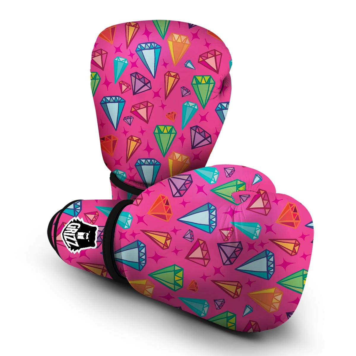 Diamond Colorful Pattern Print Boxing Gloves-grizzshop