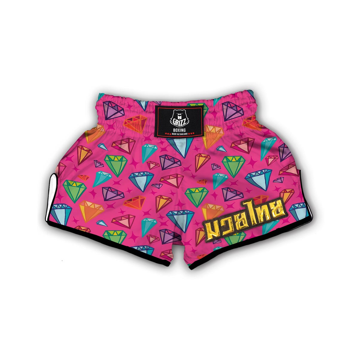 Diamond Colorful Pattern Print Muay Thai Boxing Shorts-grizzshop