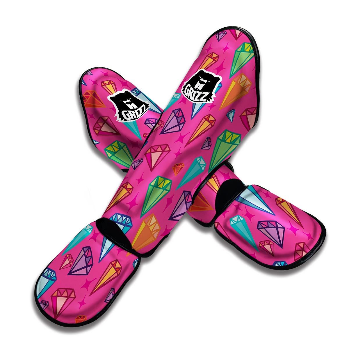 Diamond Colorful Pattern Print Muay Thai Shin Guards-grizzshop