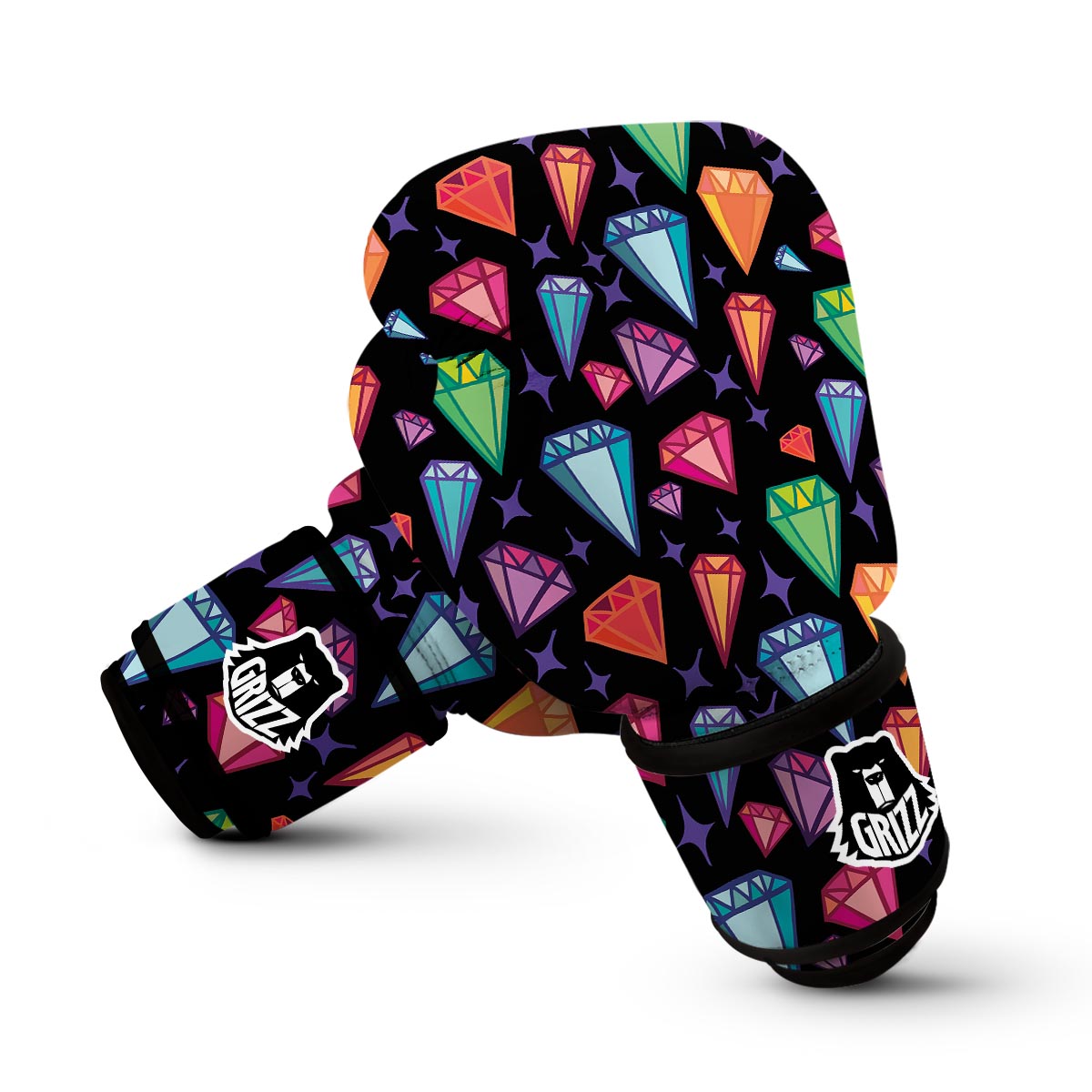 Diamond Colorful Print Pattern Boxing Gloves-grizzshop