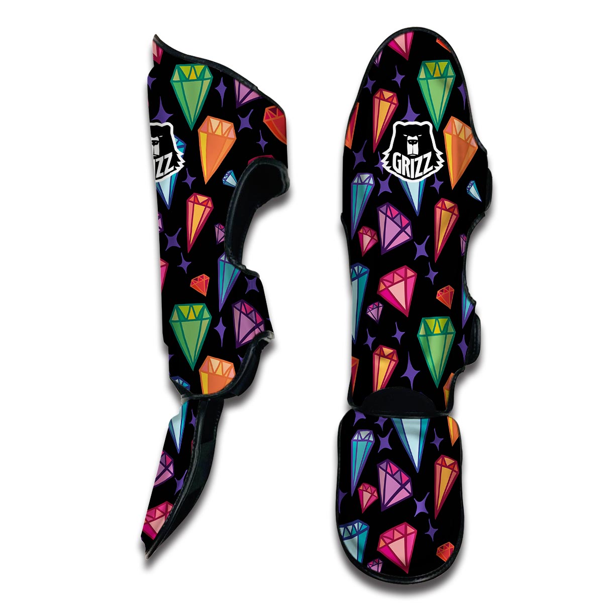 Diamond Colorful Print Pattern Muay Thai Shin Guards-grizzshop