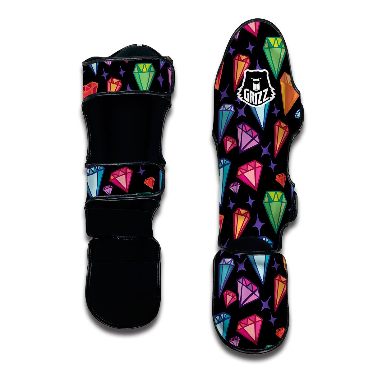 Diamond Colorful Print Pattern Muay Thai Shin Guards-grizzshop