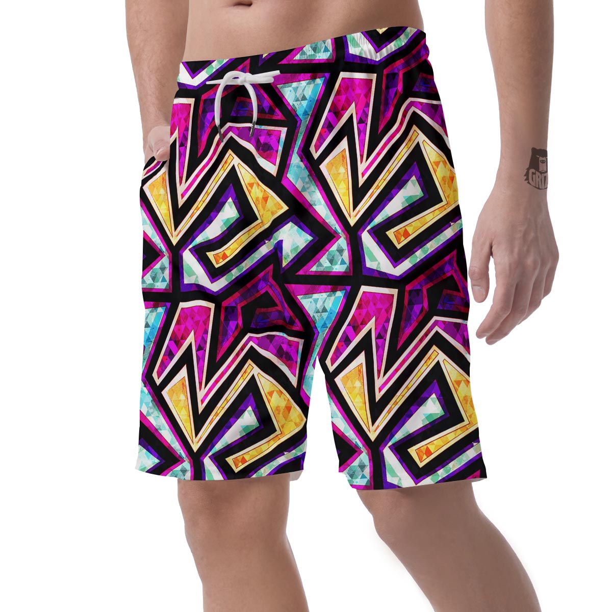 Diamond Geometric Men's Shorts-grizzshop