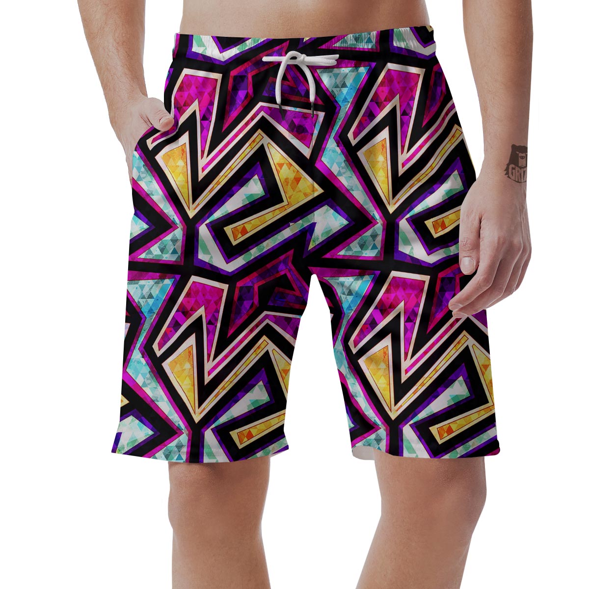 Diamond Geometric Men's Shorts-grizzshop