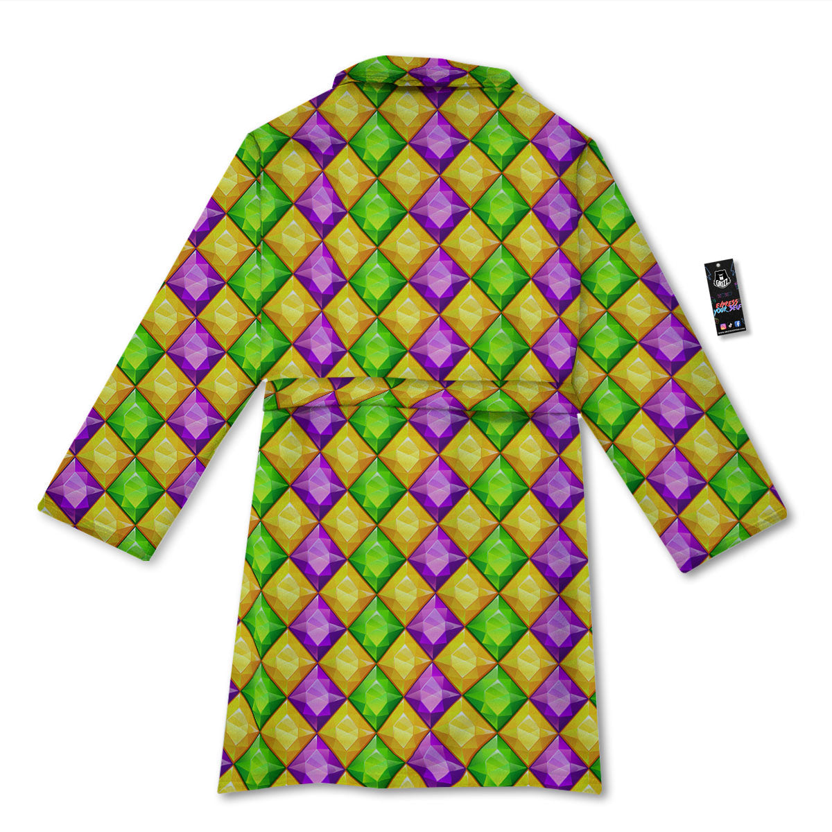 Diamond Mardi Gras Print Pattern Bathrobe-grizzshop