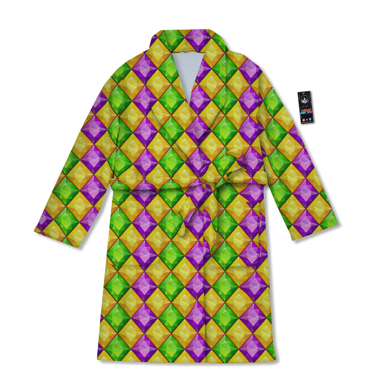 Diamond Mardi Gras Print Pattern Bathrobe-grizzshop