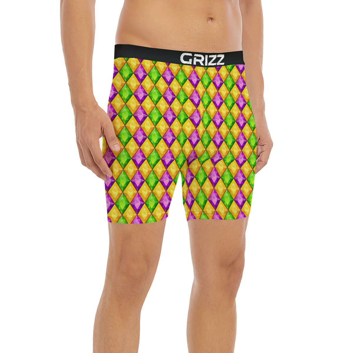 Diamond Mardi Gras Print Pattern Boxer Briefs-grizzshop