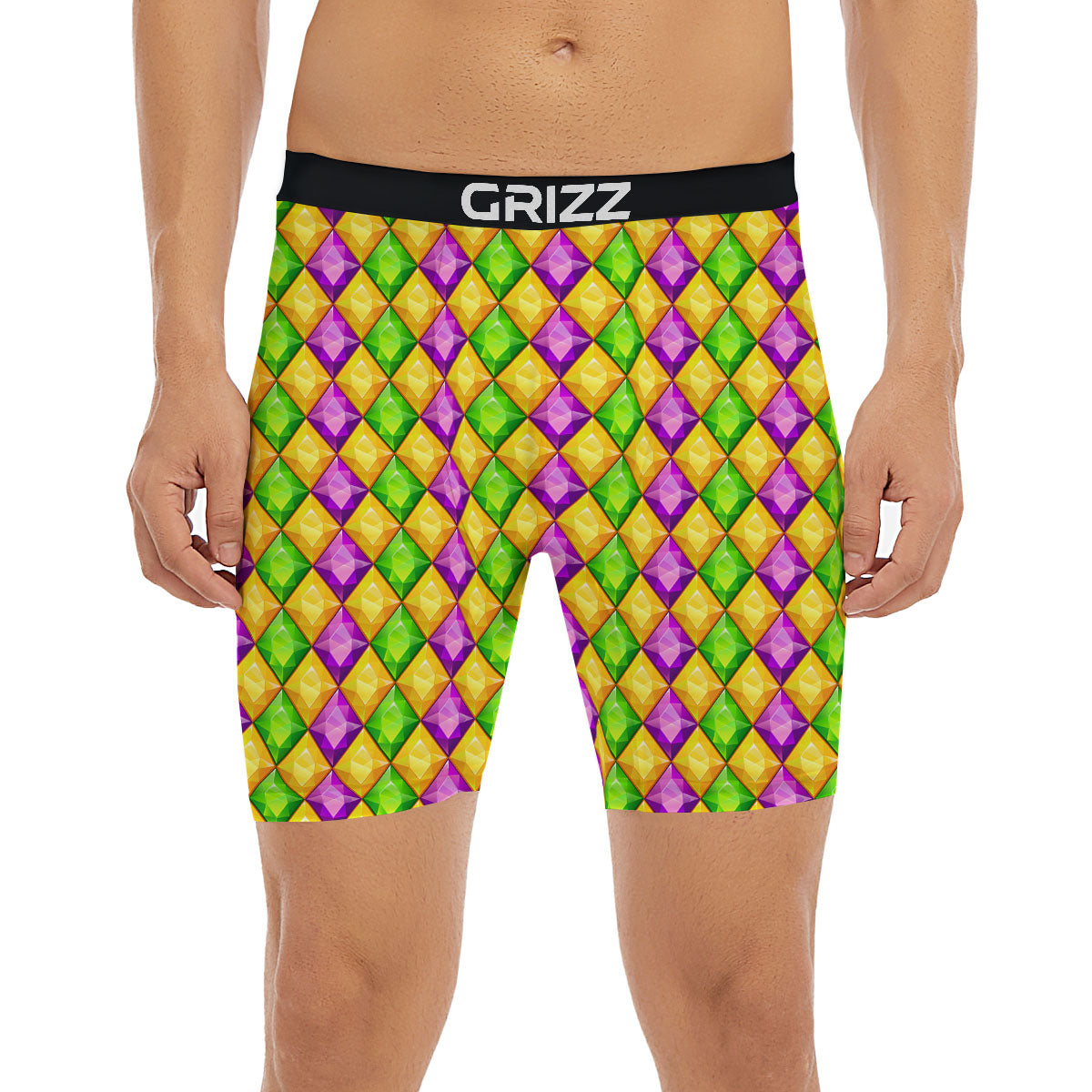 Diamond Mardi Gras Print Pattern Boxer Briefs-grizzshop