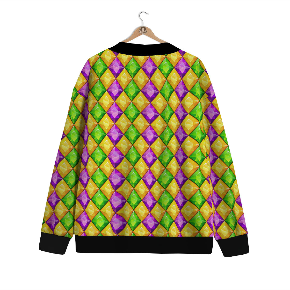 Diamond Mardi Gras Print Pattern Cardigan-grizzshop