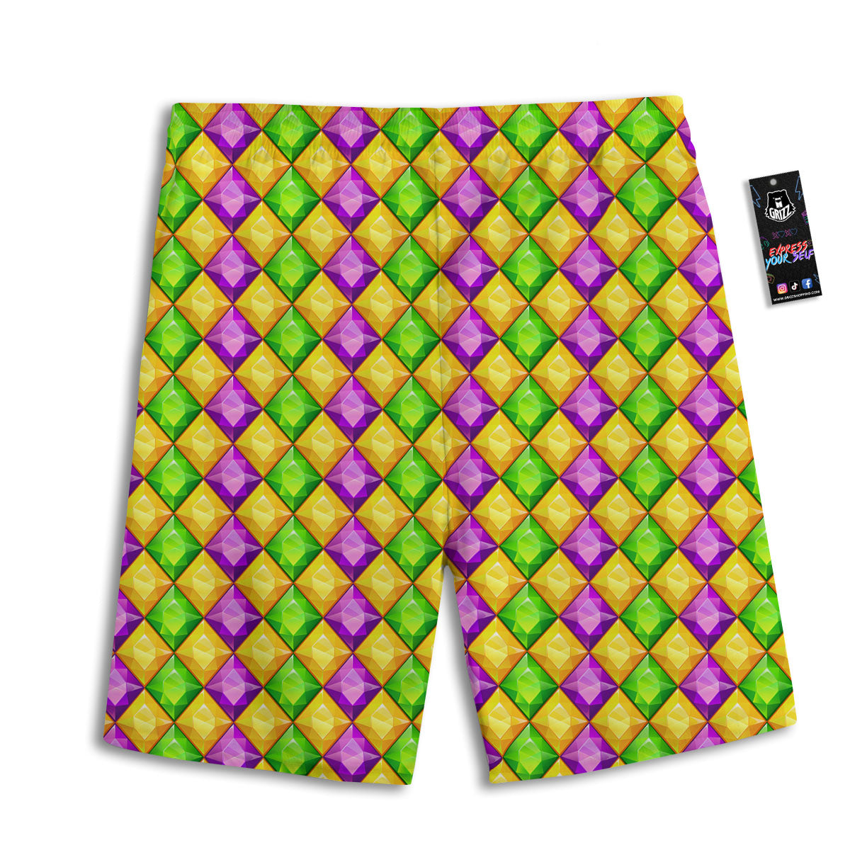 Diamond Mardi Gras Print Pattern Men's Athletic Shorts