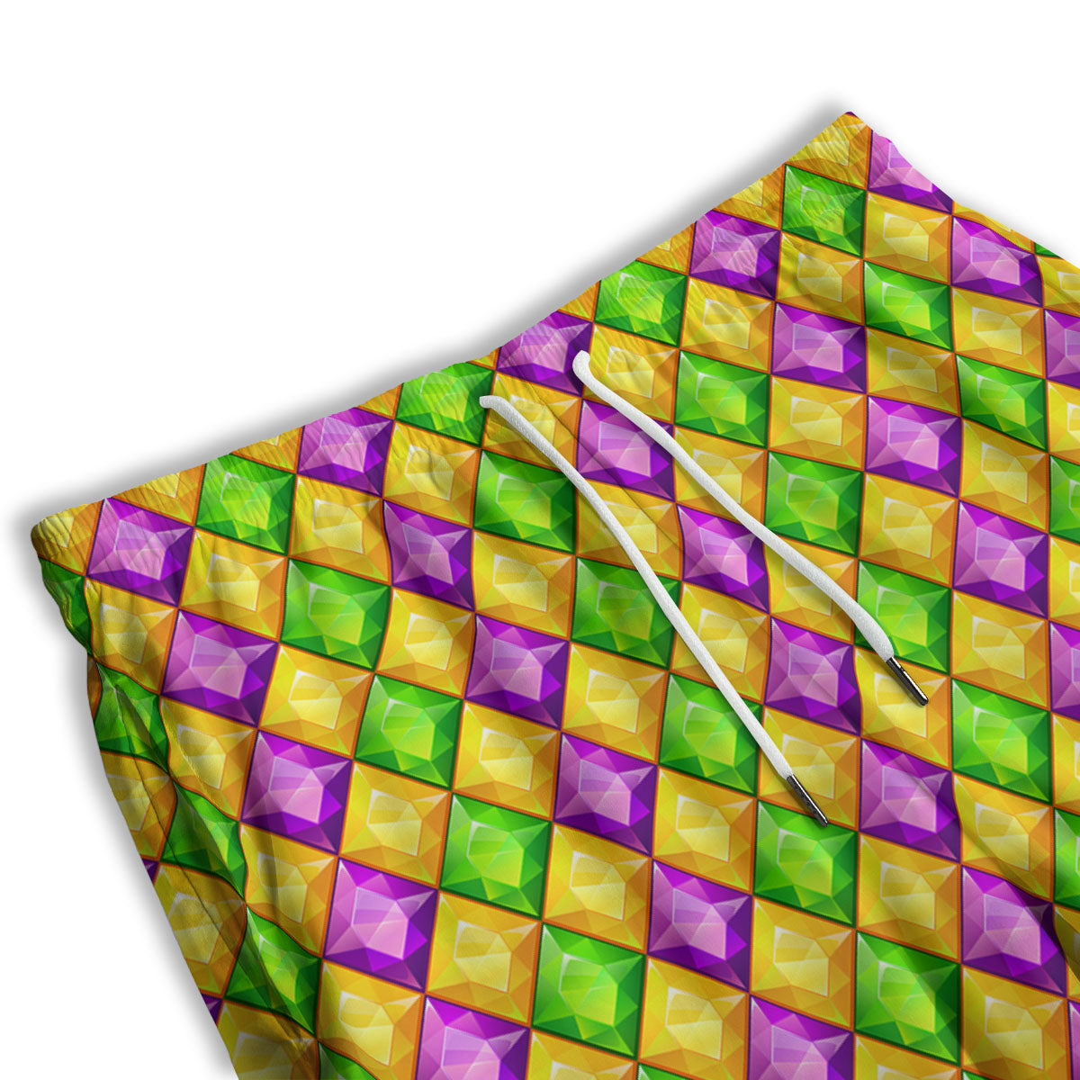 Diamond Mardi Gras Print Pattern Men's Athletic Shorts