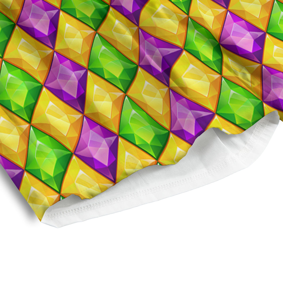 Diamond Mardi Gras Print Pattern Men's Athletic Shorts