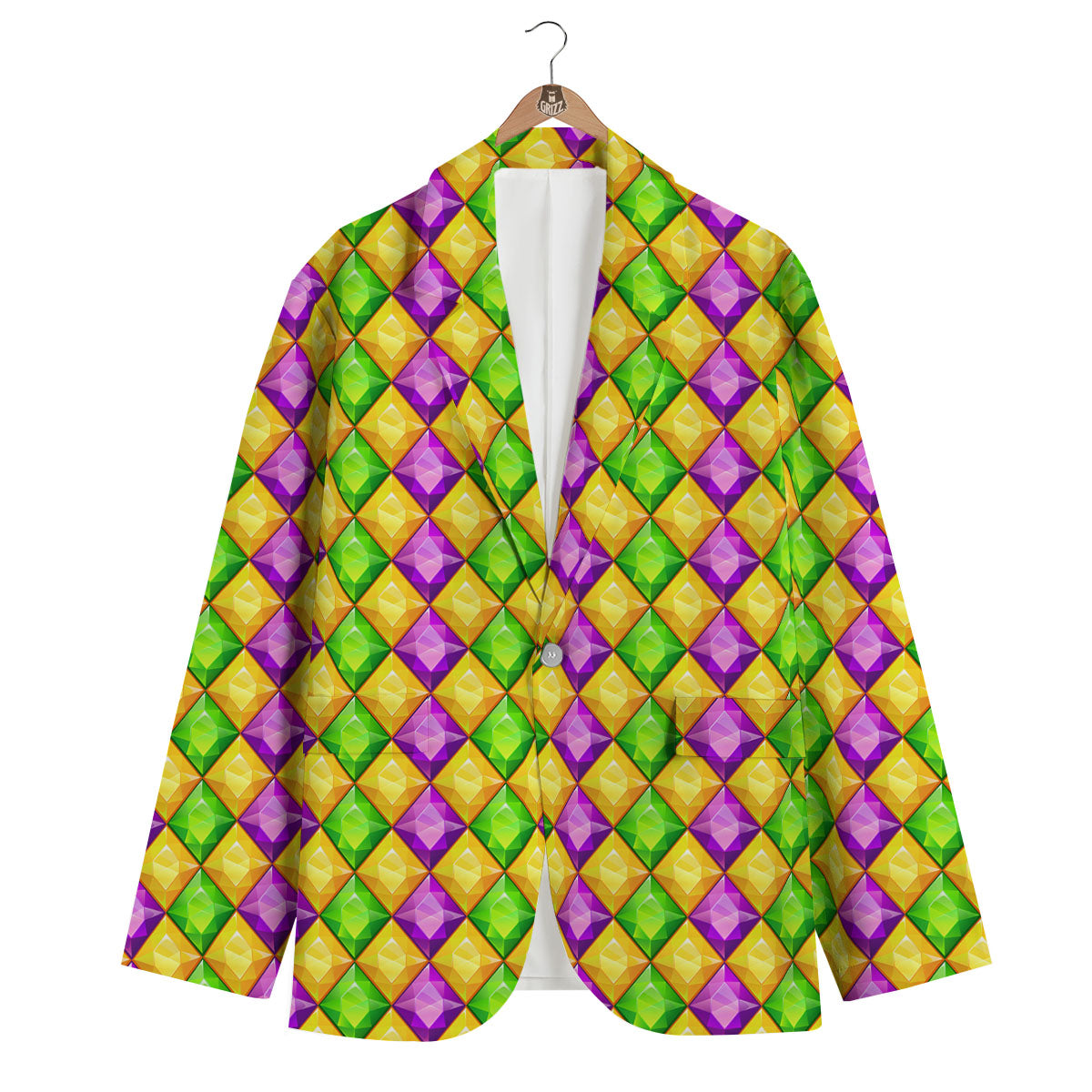 Diamond Mardi Gras Print Pattern Men's Blazer-grizzshop