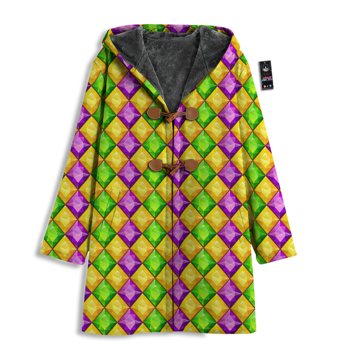Diamond Mardi Gras Print Pattern Men's Windbreaker Jacket-grizzshop