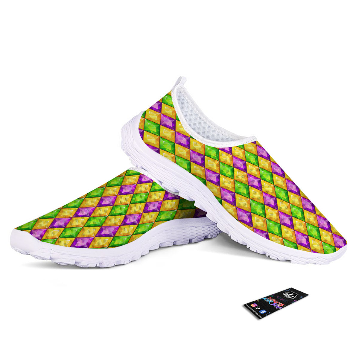 Diamond Mardi Gras Print Pattern Nurse Shoes-grizzshop