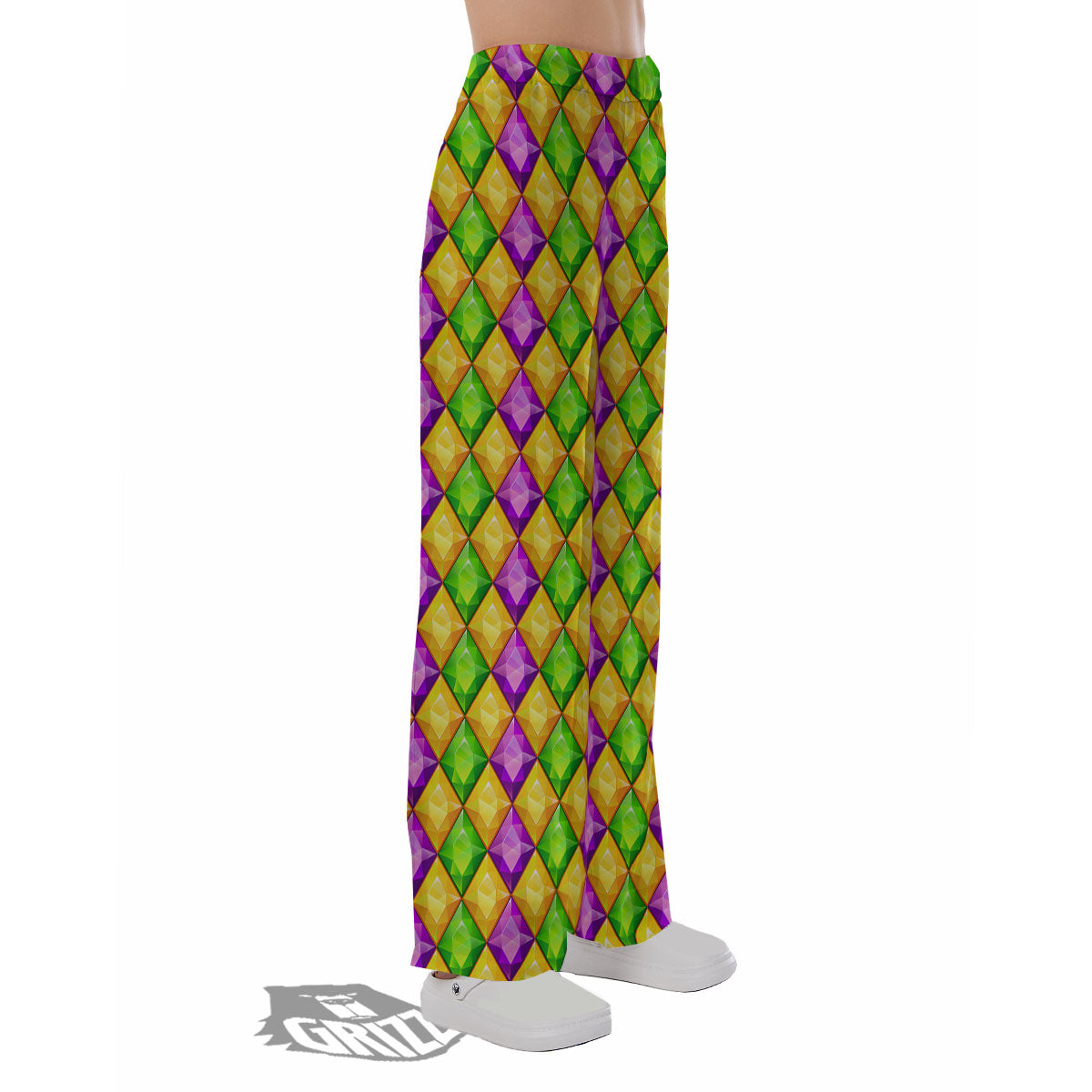 Diamond Mardi Gras Print Pattern Pajama Pants-grizzshop