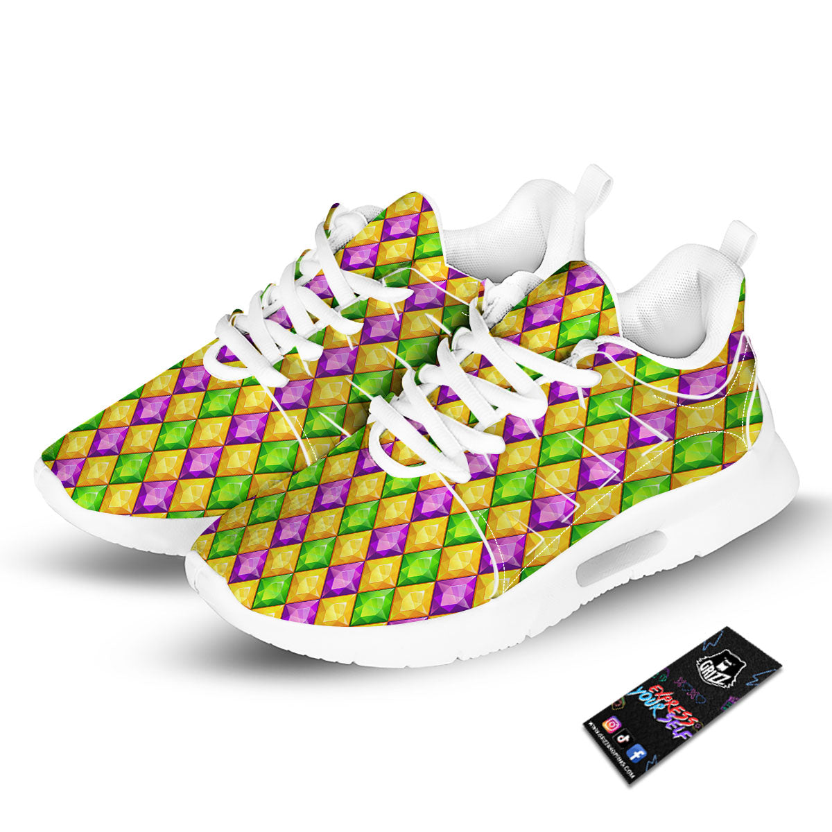 Diamond Mardi Gras Print Pattern Tennis Shoes-grizzshop