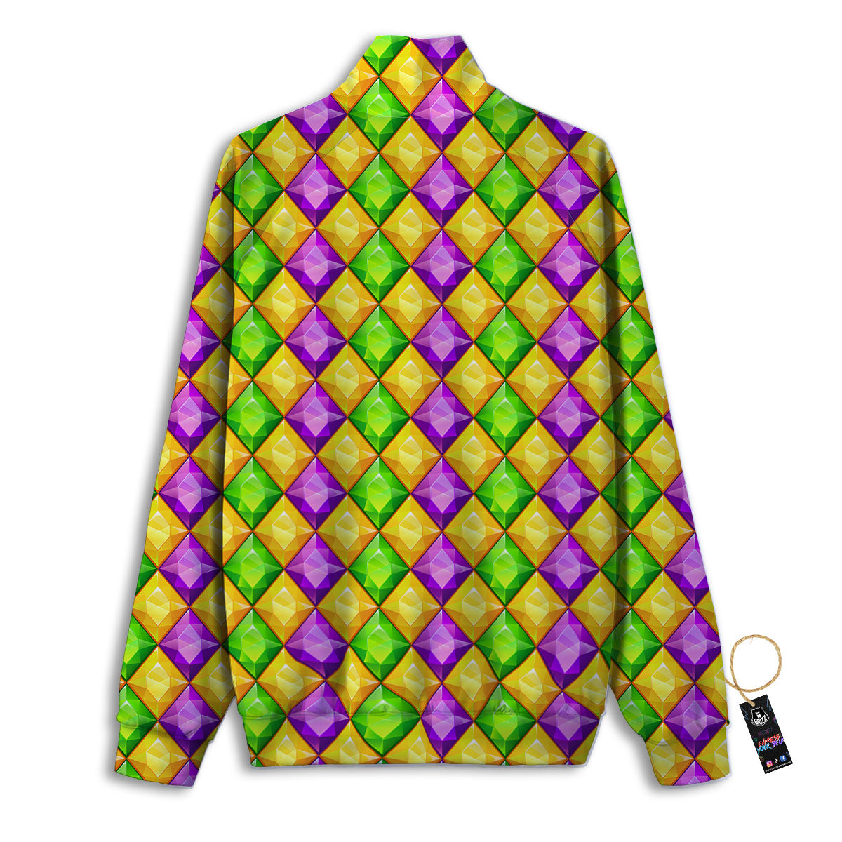 Diamond Mardi Gras Print Pattern Track Jacket-grizzshop