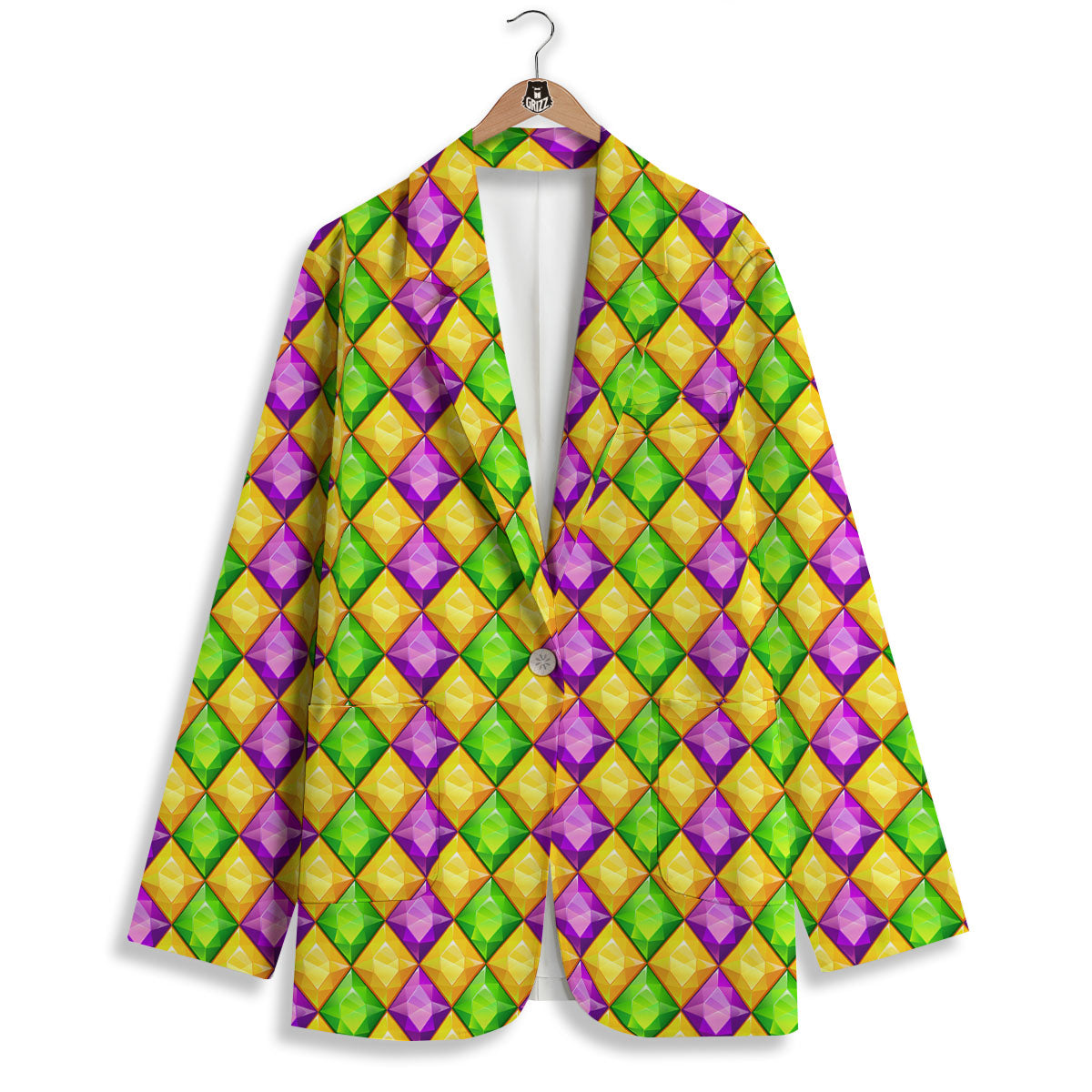 Diamond Mardi Gras Print Pattern Women's Blazer-grizzshop
