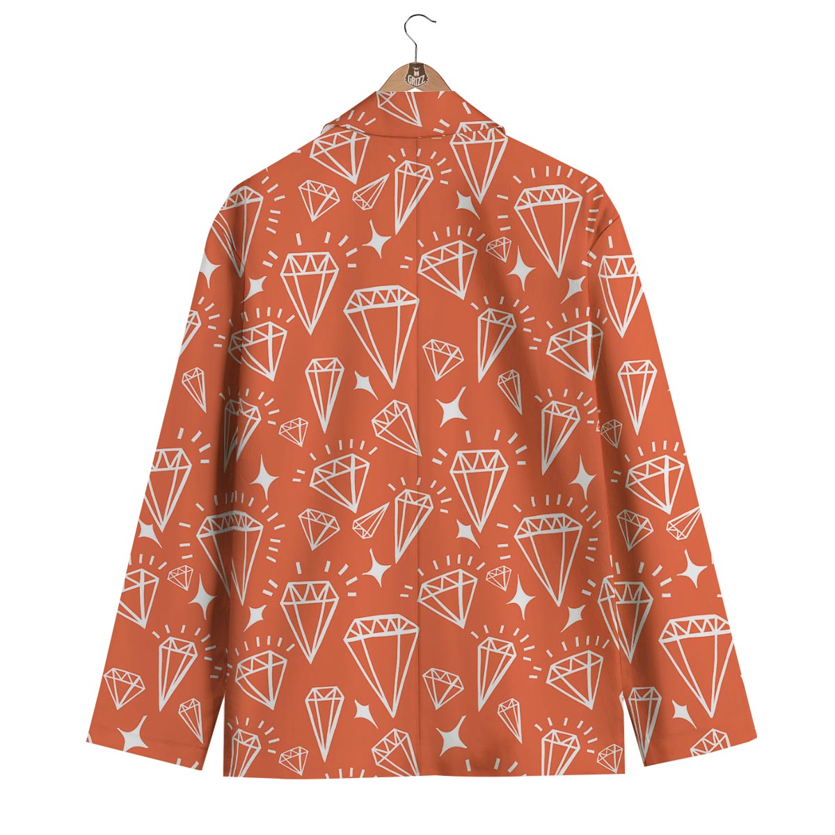 Diamond Orange Print Pattern Men's Blazer-grizzshop