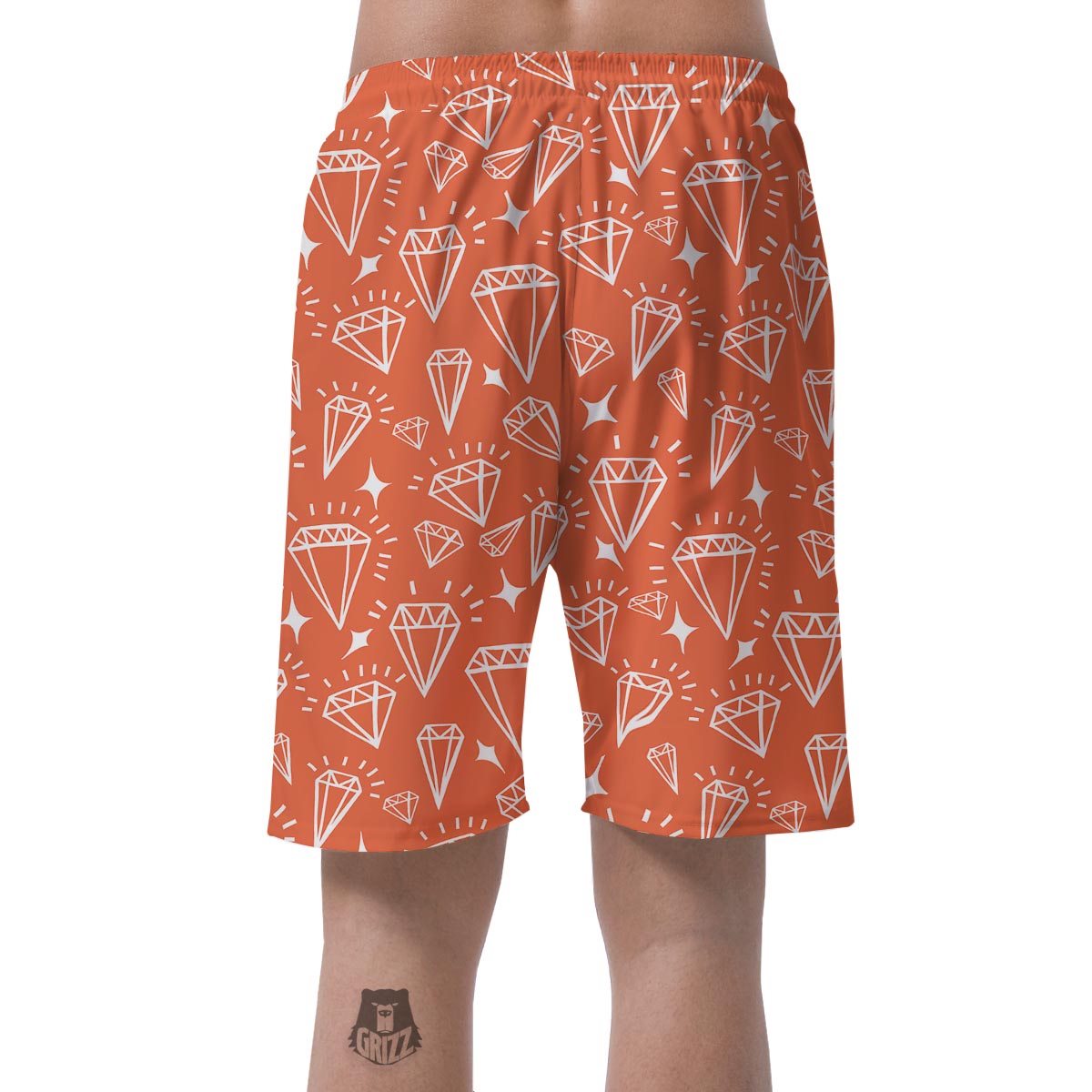 Diamond Orange Print Pattern Men's Shorts-grizzshop