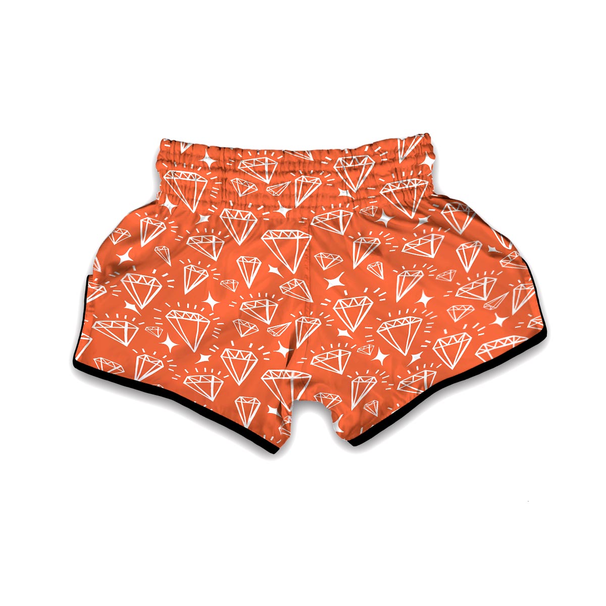 Diamond Orange Print Pattern Muay Thai Boxing Shorts-grizzshop