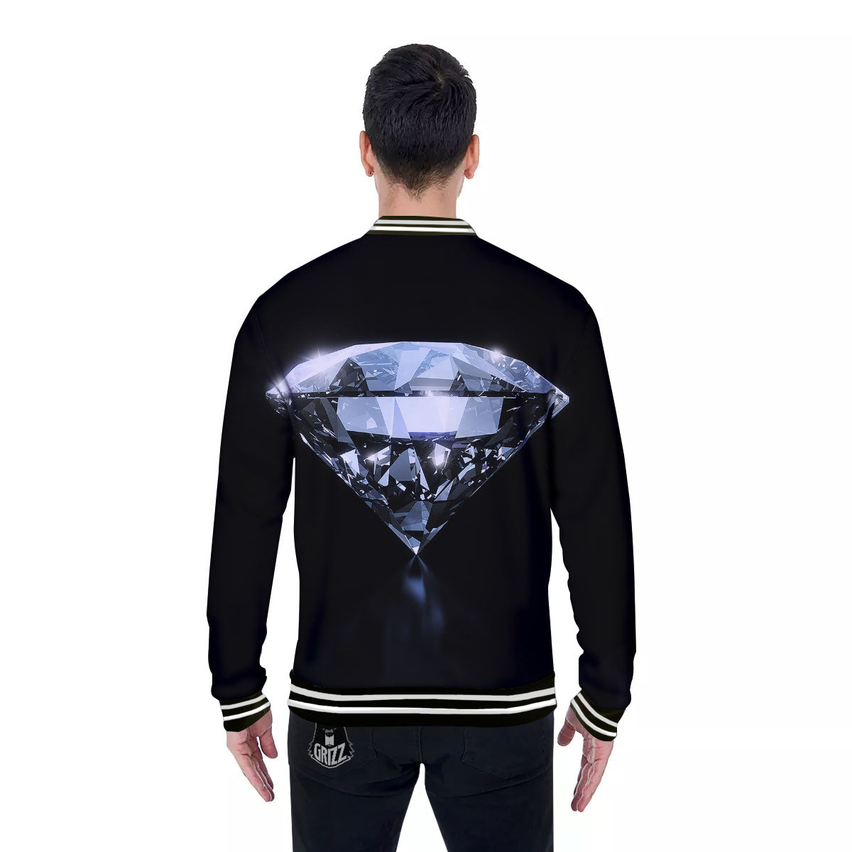 Diamond Print Baseball Jacket-grizzshop
