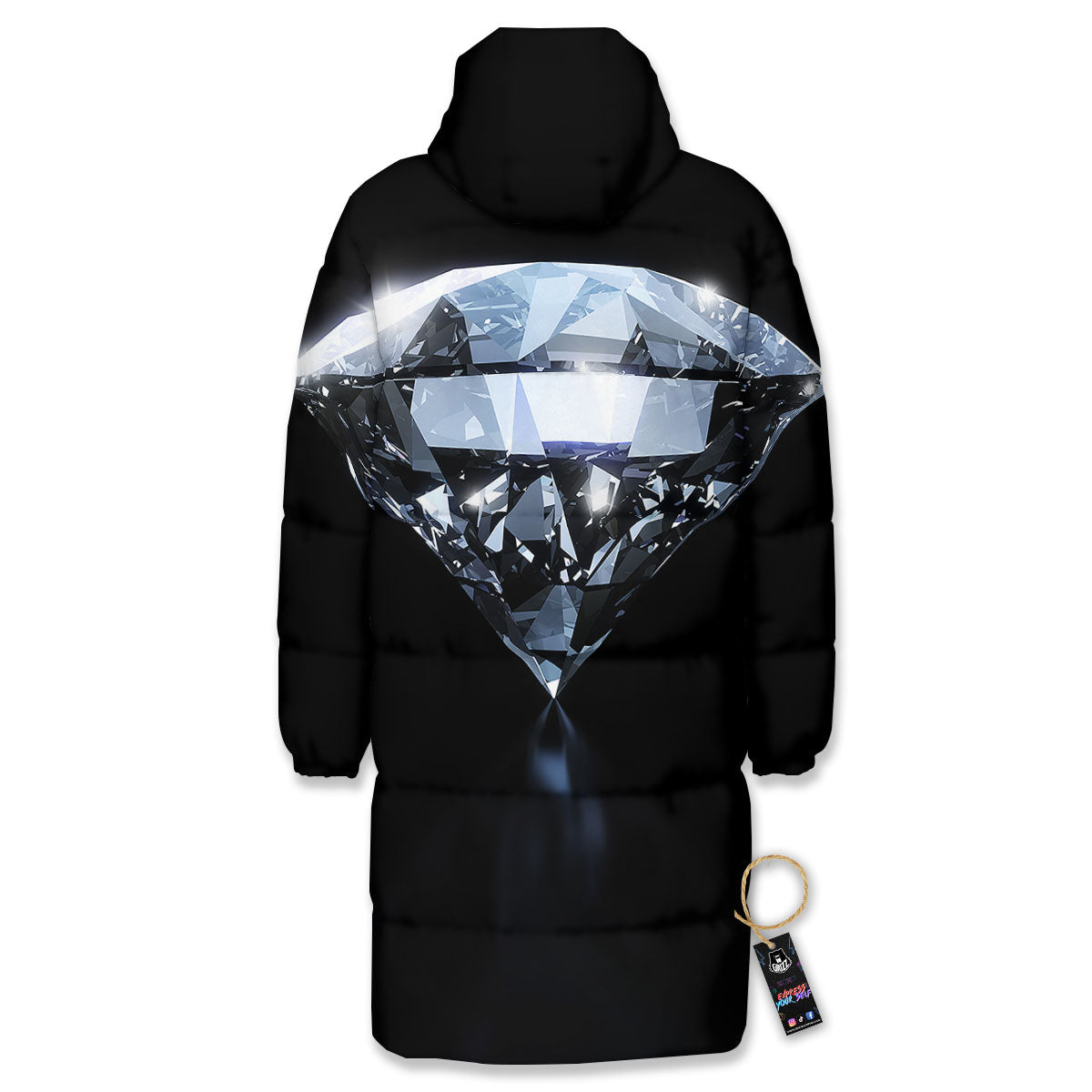 Diamond Print Long Down Jacket-grizzshop
