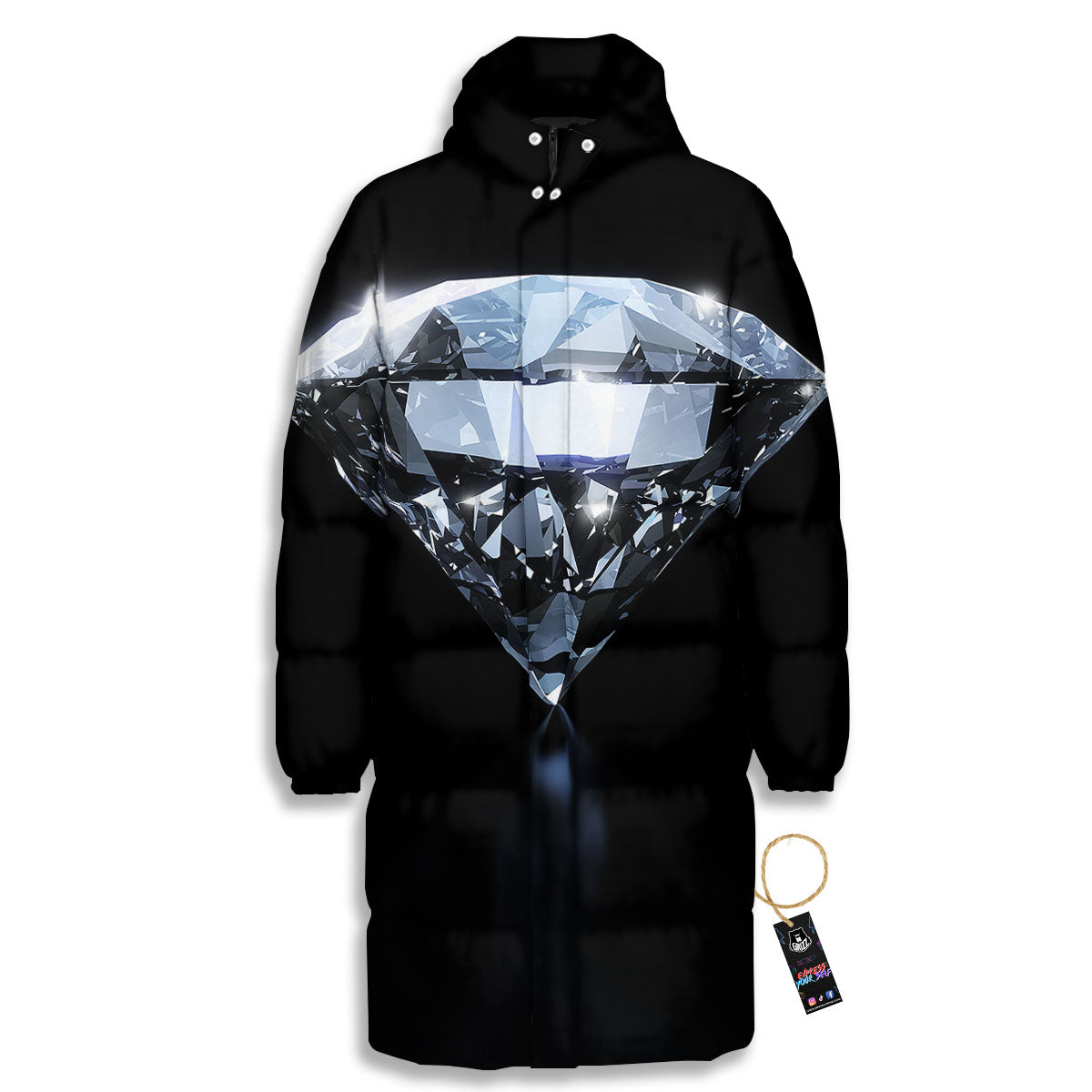 Diamond Print Long Down Jacket-grizzshop