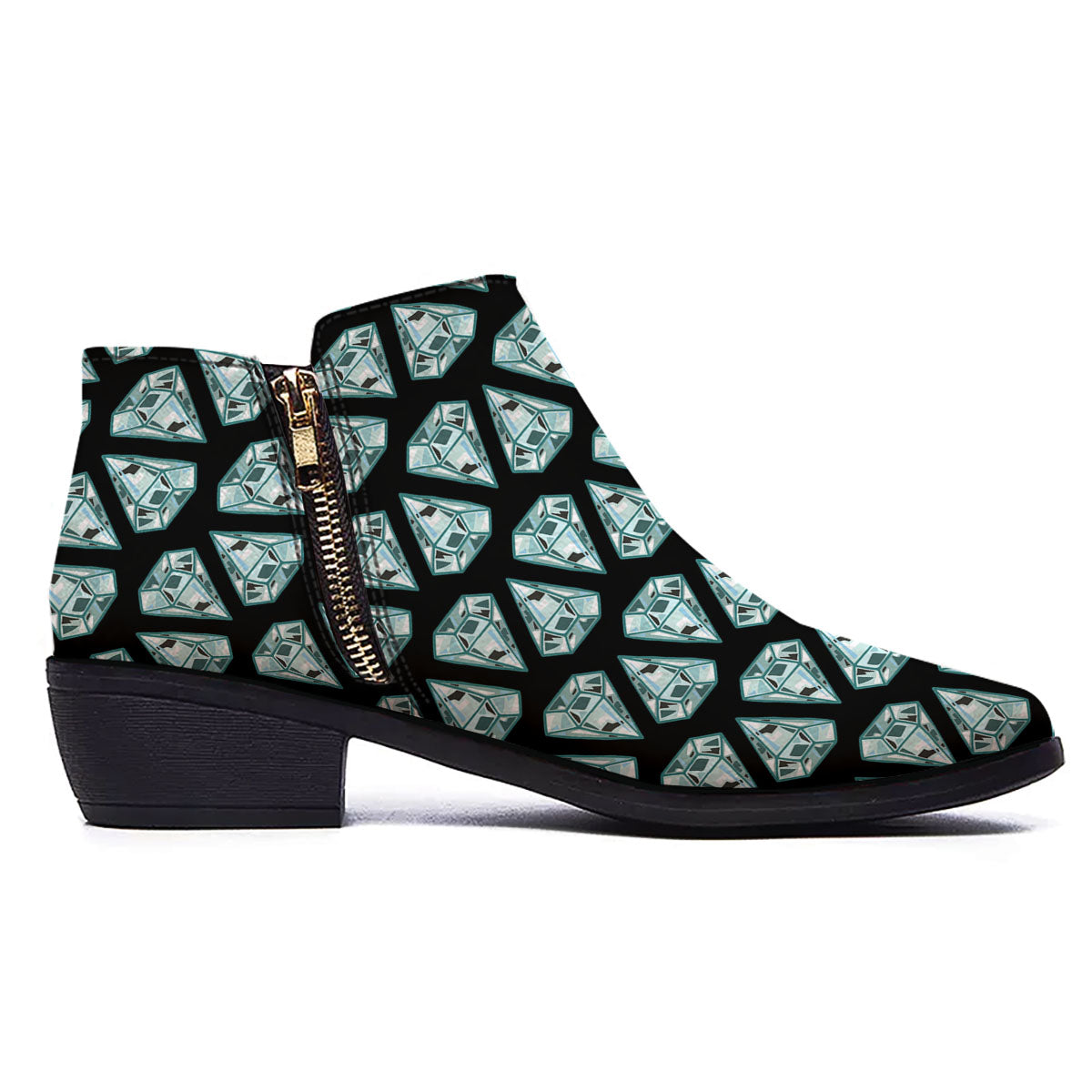Diamond Print Pattern Ankle Boots-grizzshop