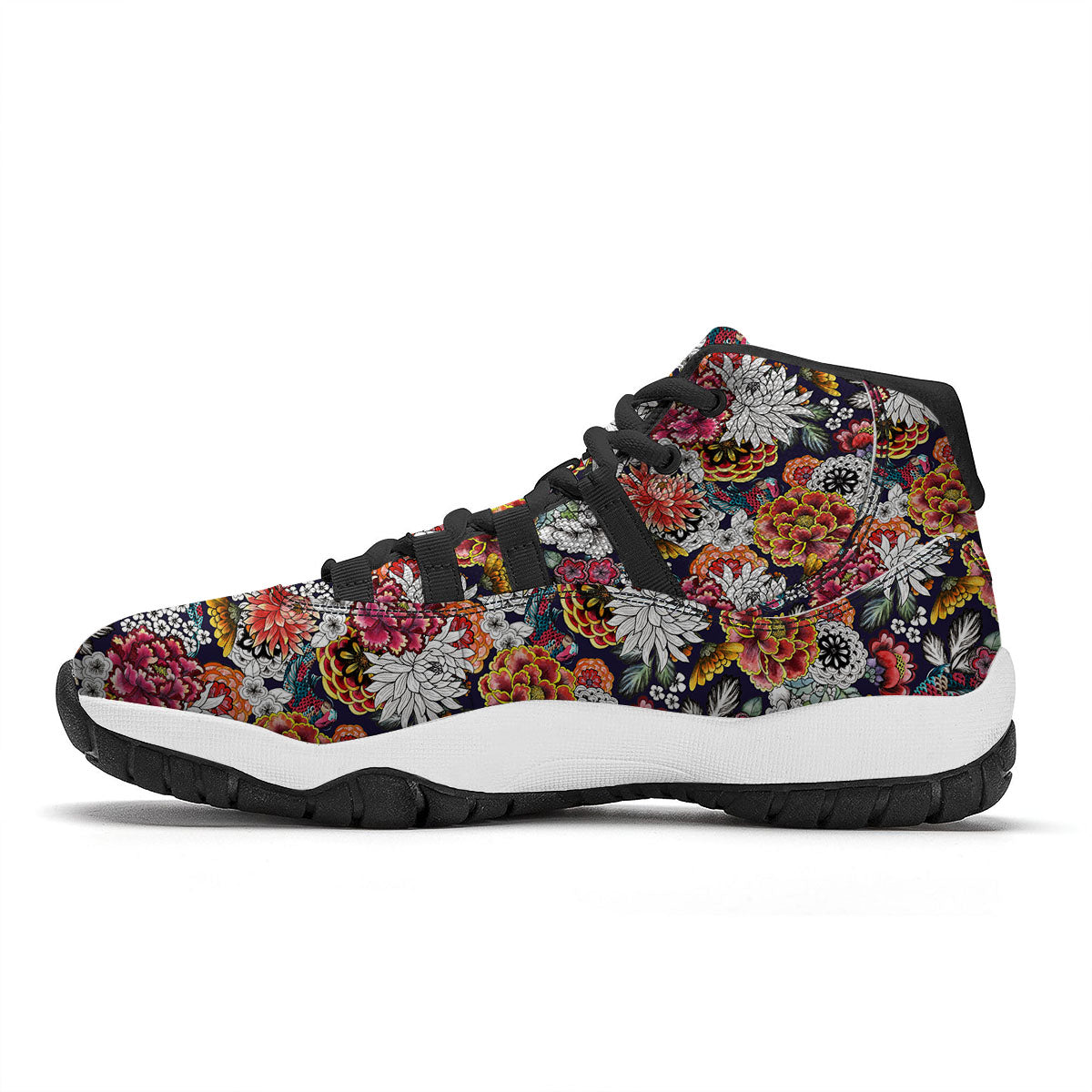 Diamond Print Pattern Black Bball Shoes-grizzshop
