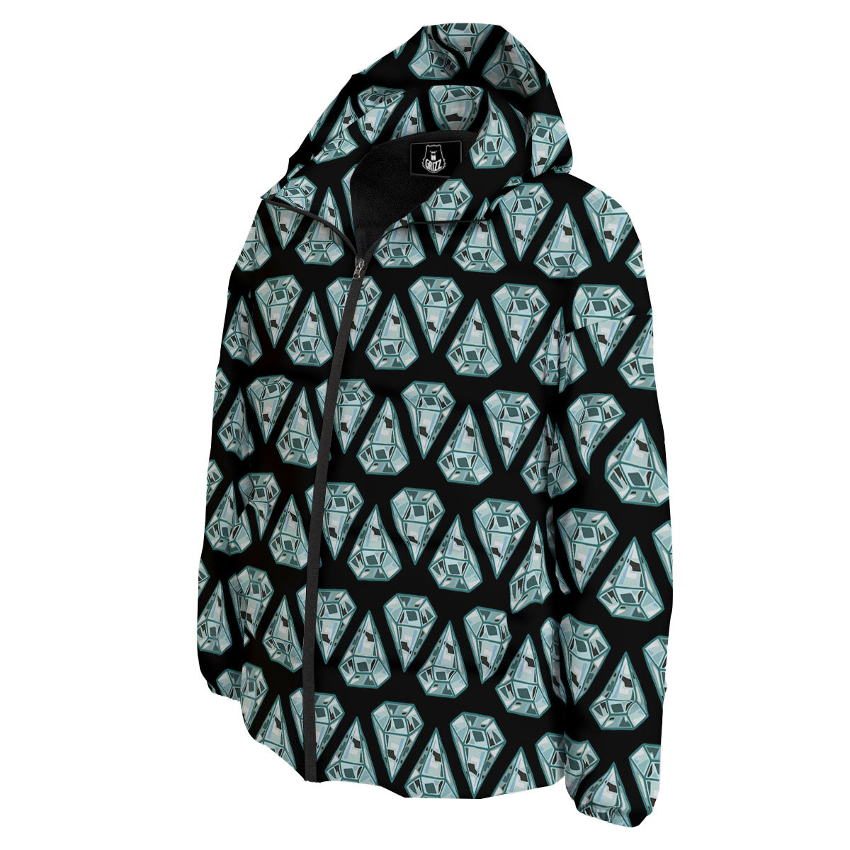 Diamond Print Pattern Down Jacket-grizzshop