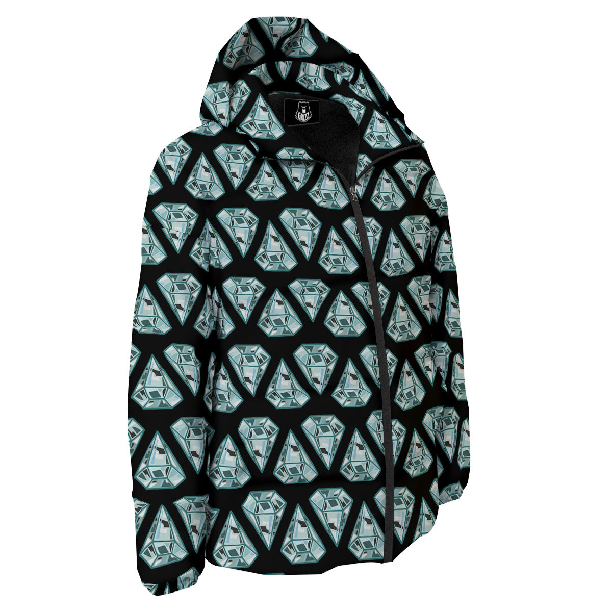 Diamond Print Pattern Down Jacket-grizzshop