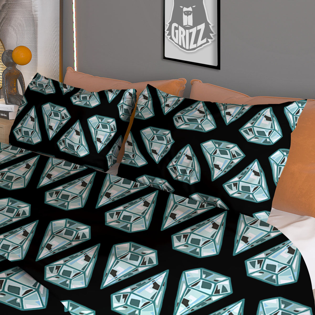 Diamond Print Pattern Duvet Cover Bedding Set-grizzshop