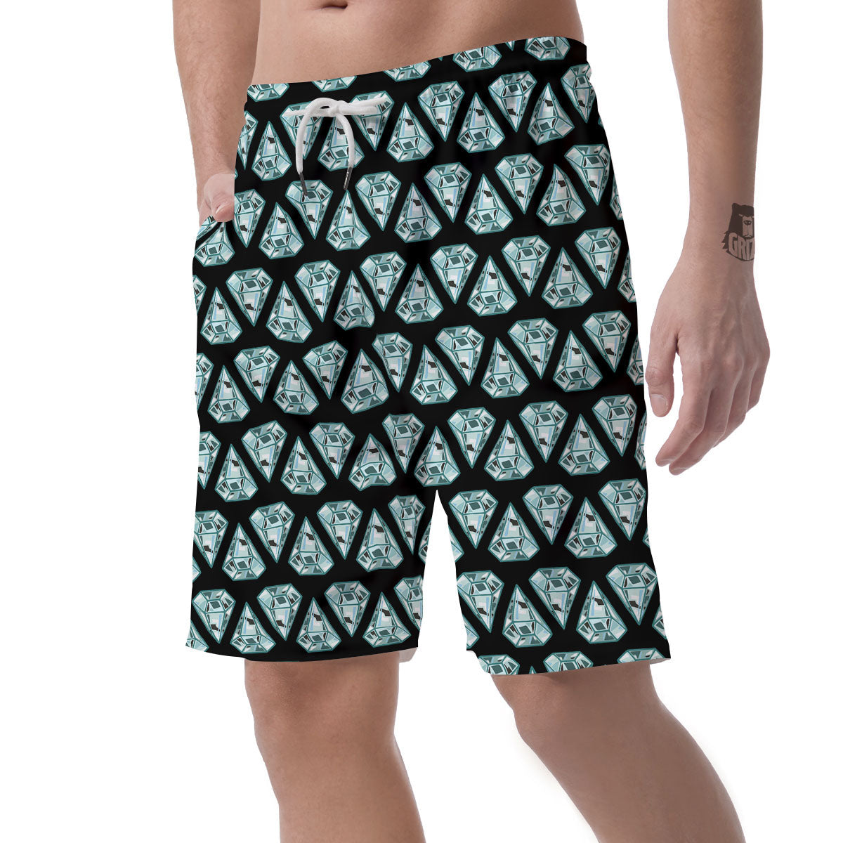 Diamond Print Pattern Men's Shorts-grizzshop