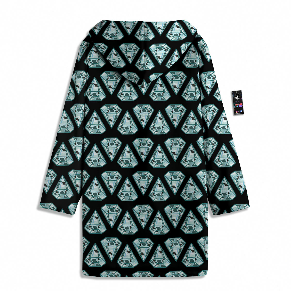 Diamond Print Pattern Men's Windbreaker Jacket-grizzshop