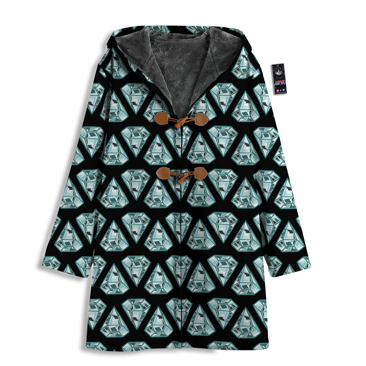 Diamond Print Pattern Men's Windbreaker Jacket-grizzshop