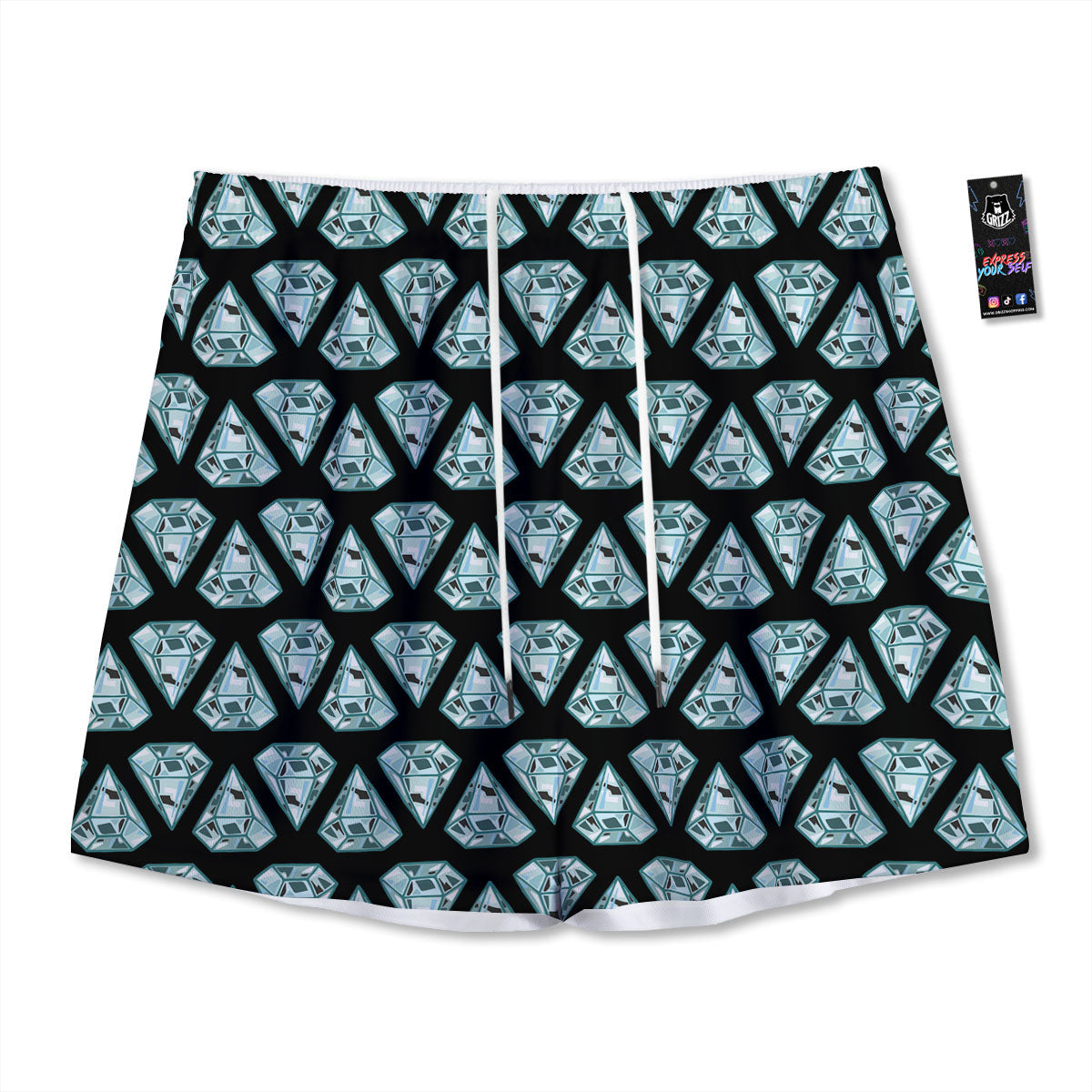 Diamond Print Pattern Mesh Shorts-grizzshop
