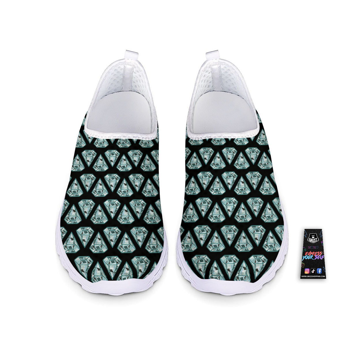 Diamond Print Pattern Nurse Shoes-grizzshop