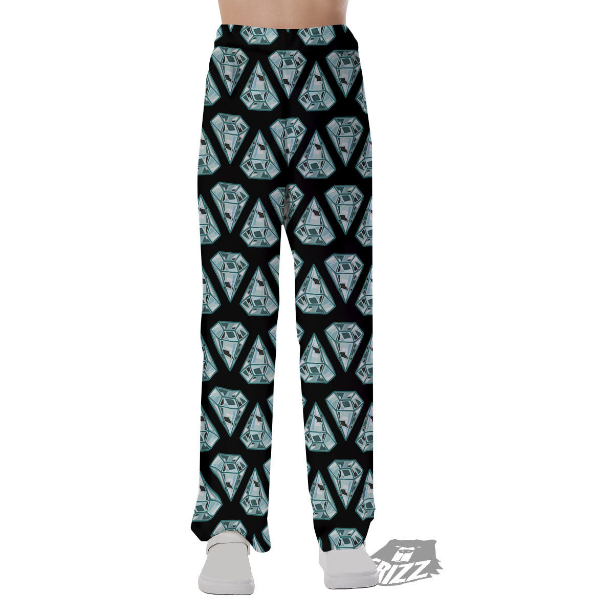 Diamond Print Pattern Pajama Pants-grizzshop