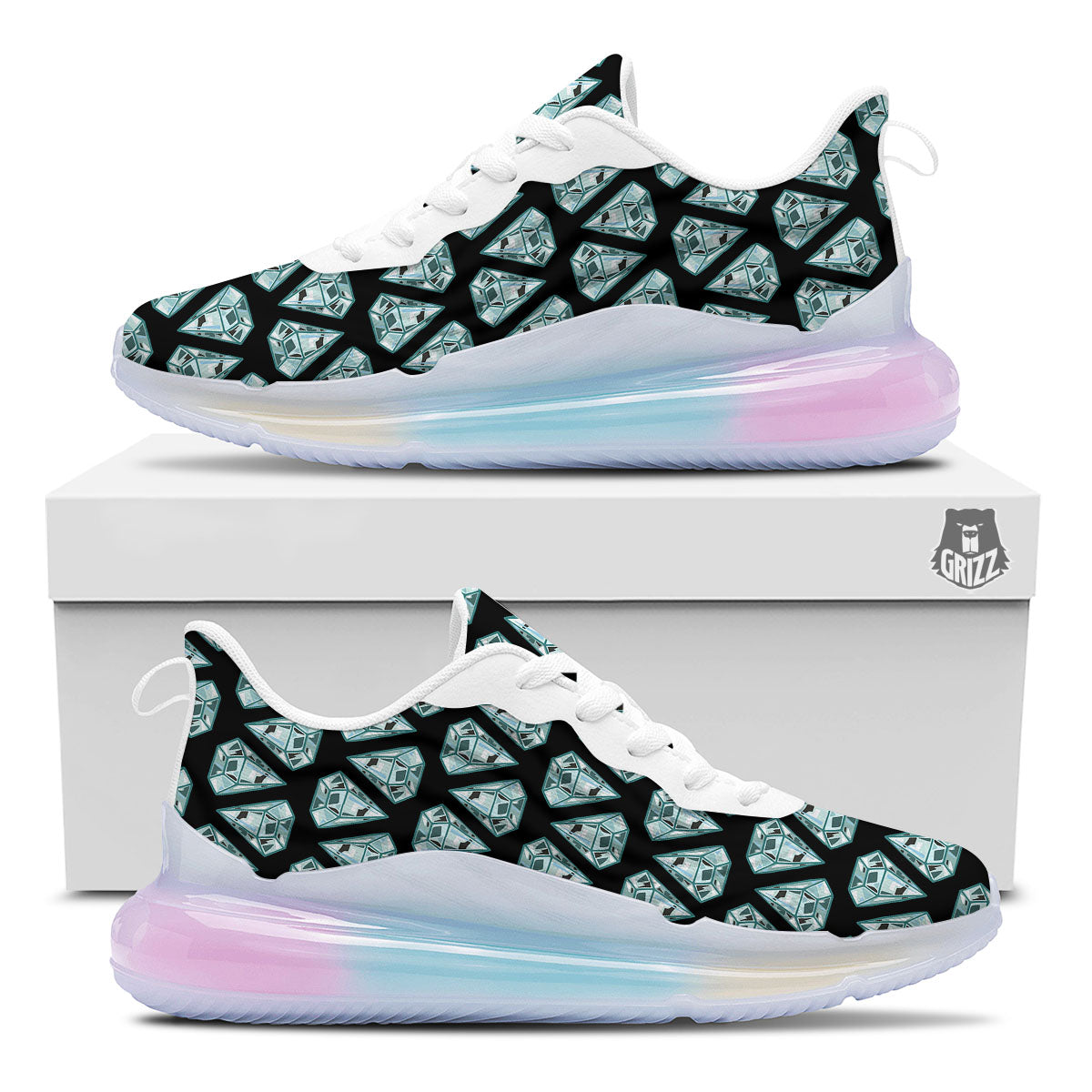 Diamond Print Pattern Running Sneakers-grizzshop