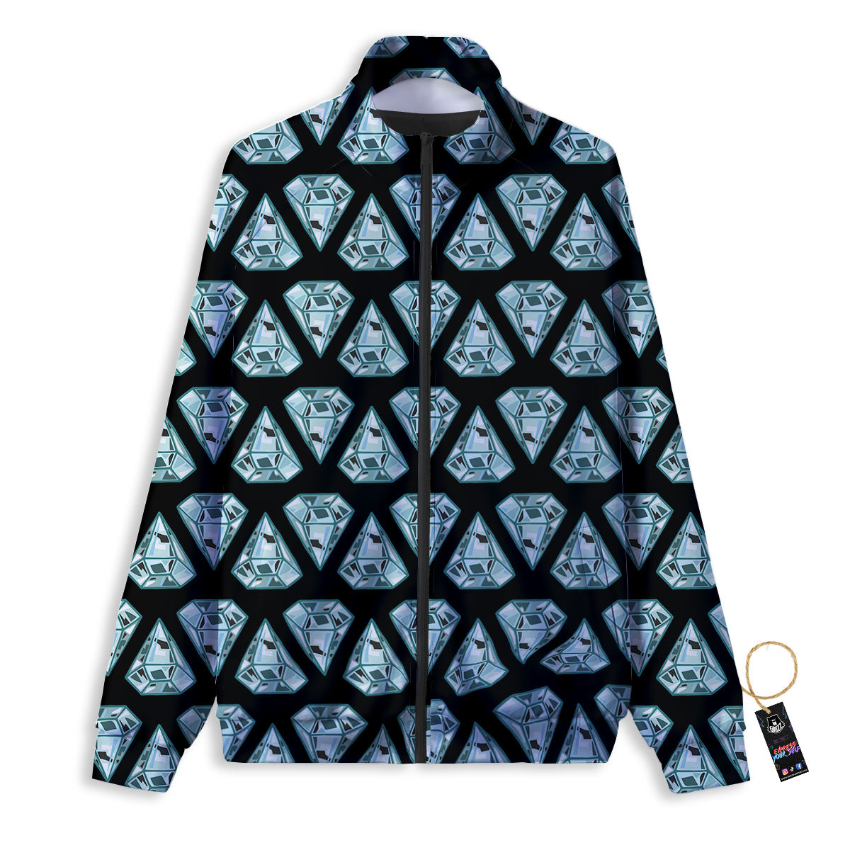 Diamond Print Pattern Track Jacket-grizzshop