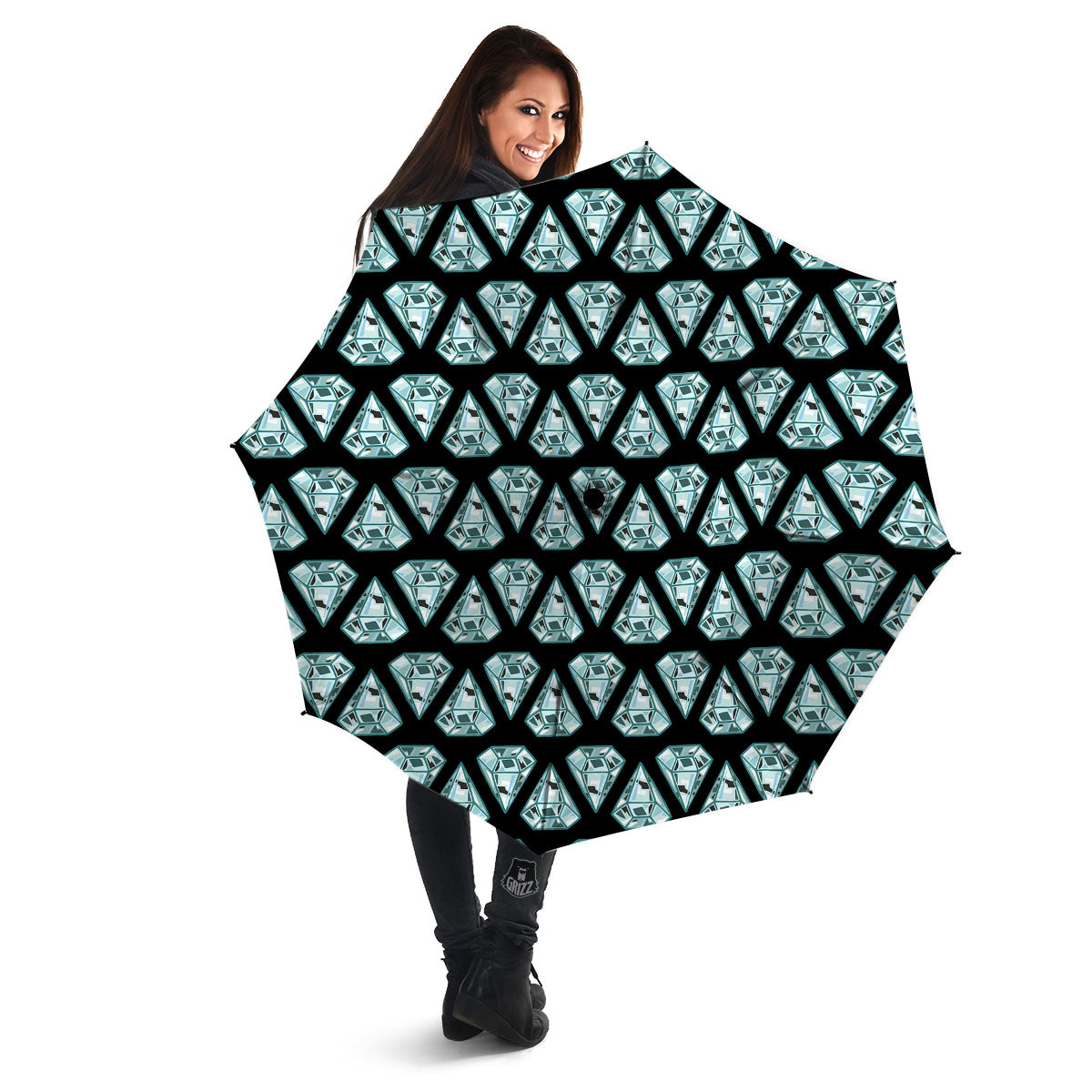 Diamond Print Pattern Umbrella-grizzshop