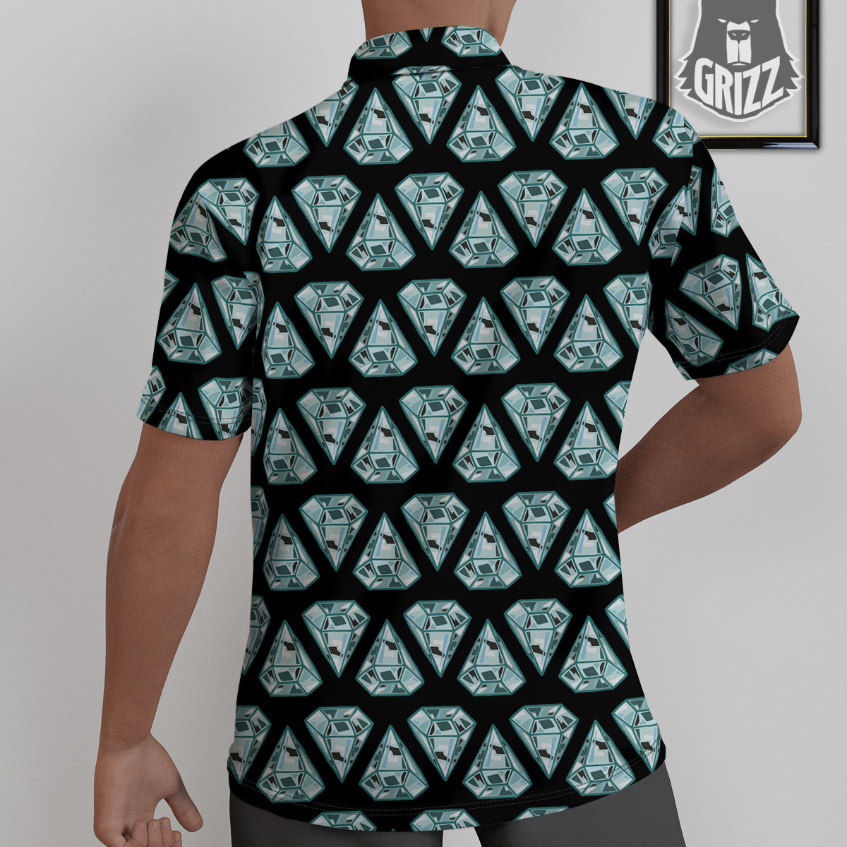 Diamond Print Pattern Untucked Shirts-grizzshop