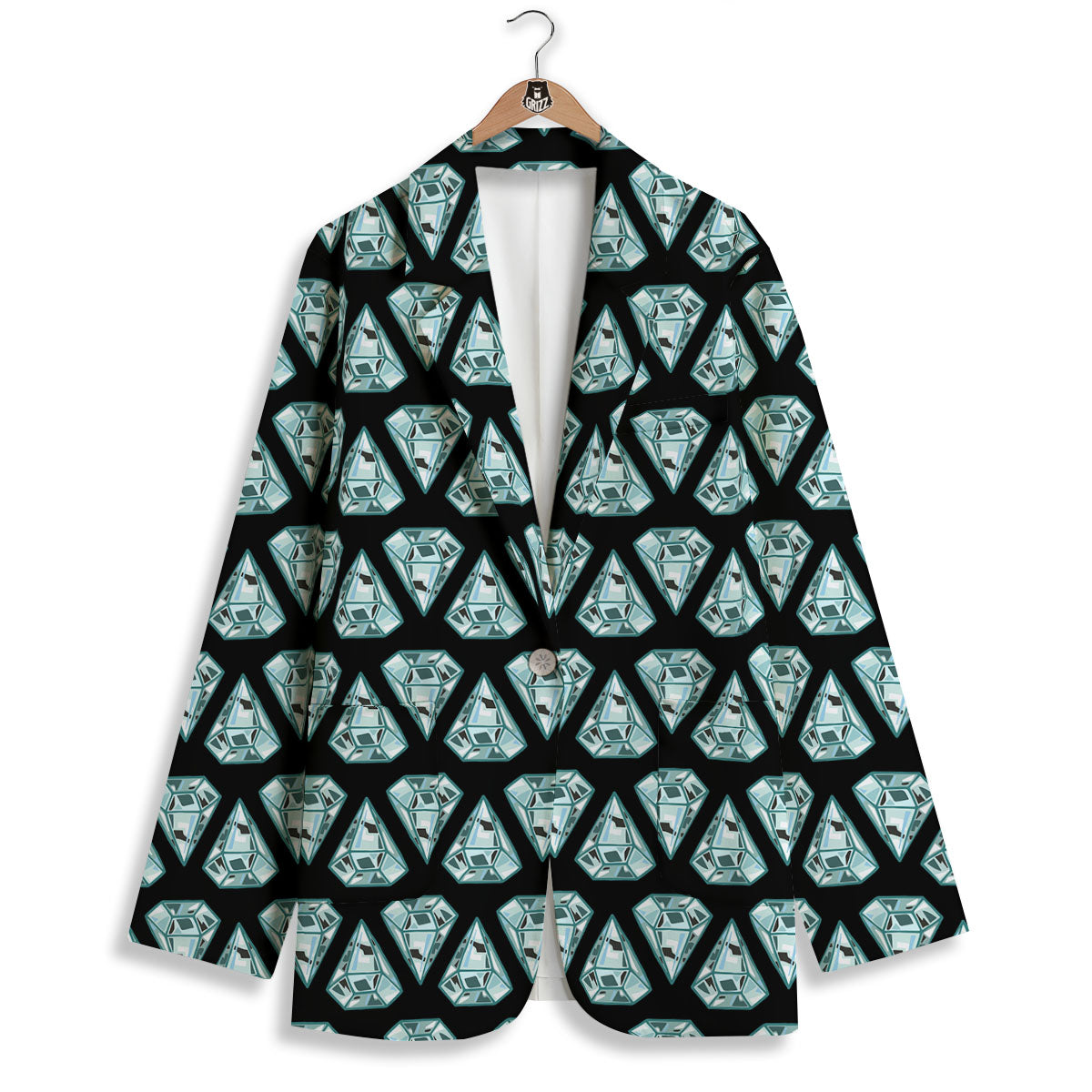 Diamond Print Pattern Women's Blazer-grizzshop