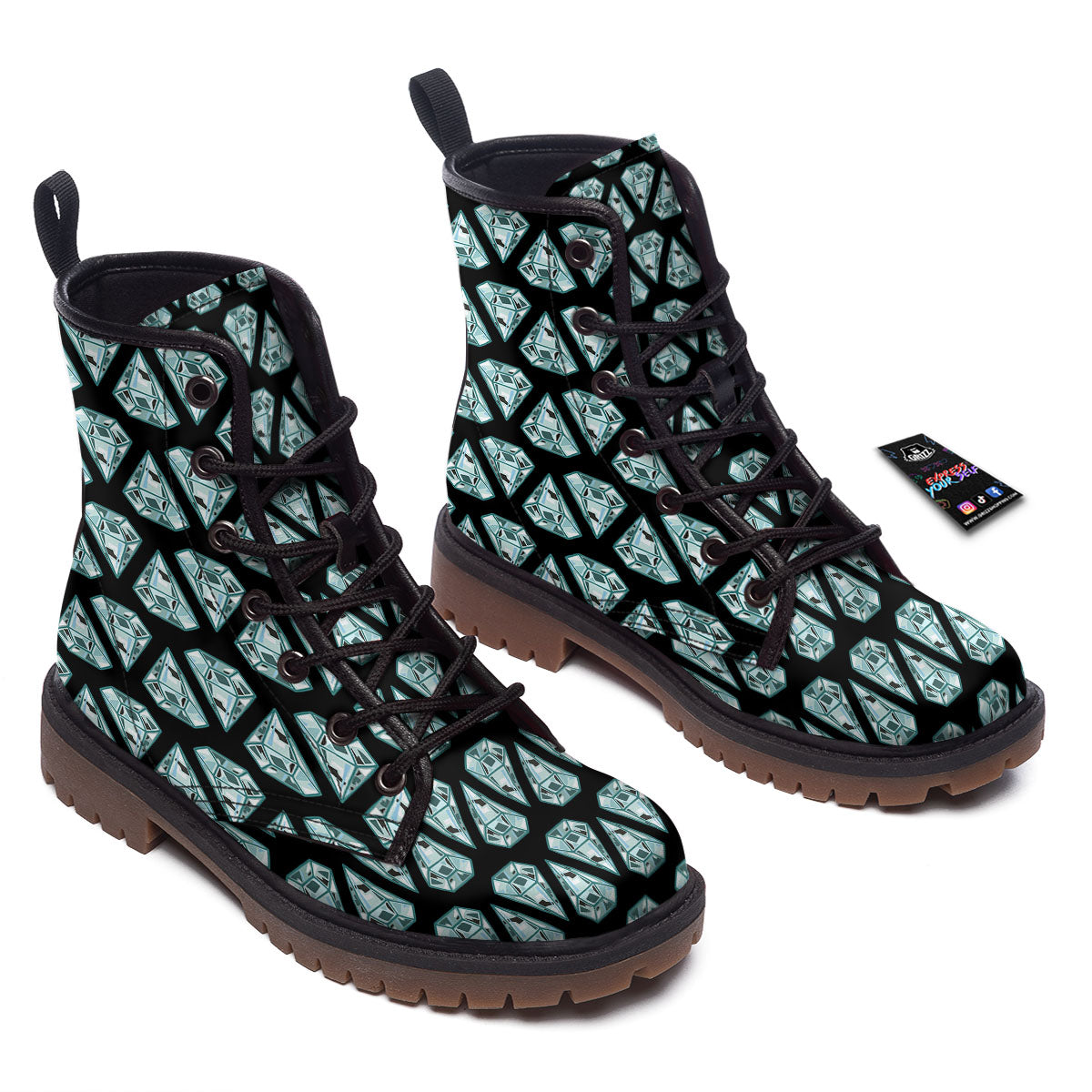 Diamond Print Pattern Work Boots-grizzshop