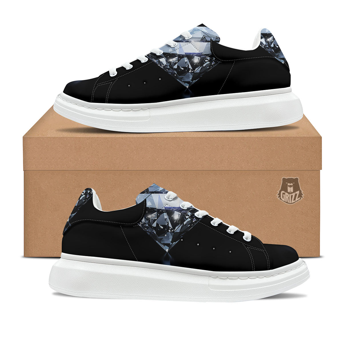 Diamond Print Platform Shoes-grizzshop