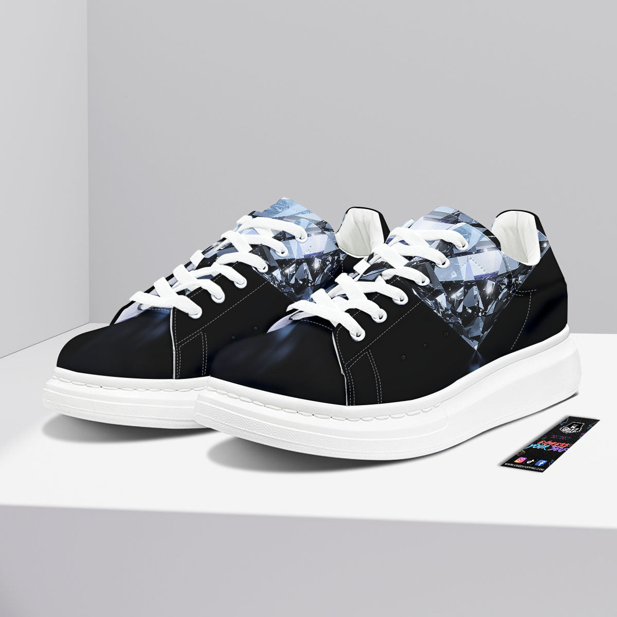 Diamond Print Platform Shoes-grizzshop