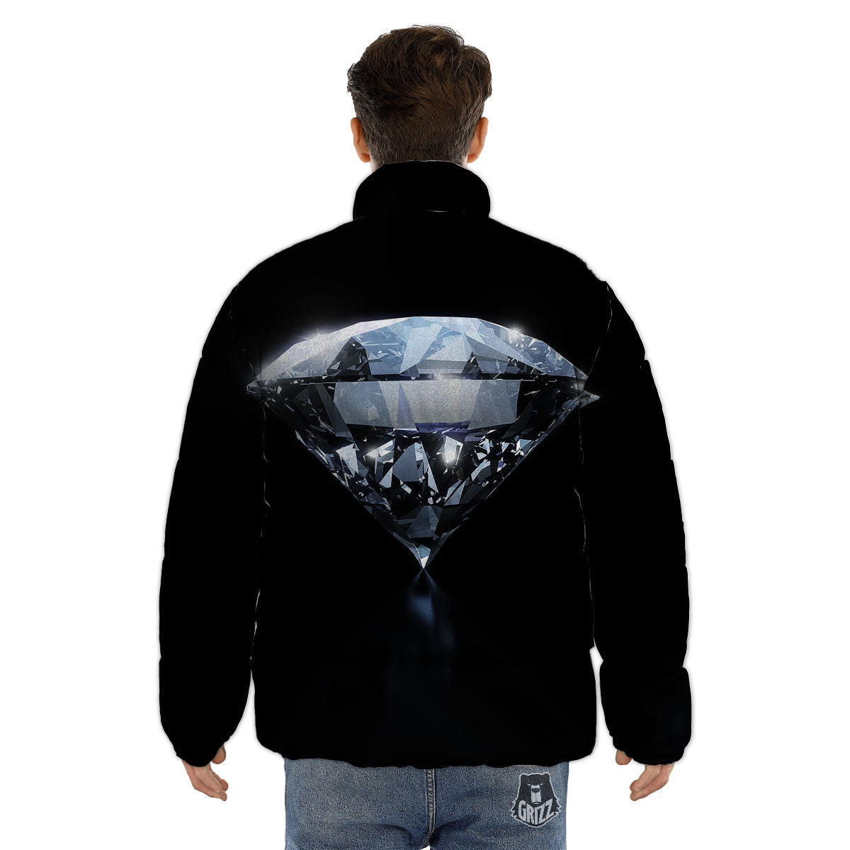 Diamond Print Puffer Jacket-grizzshop