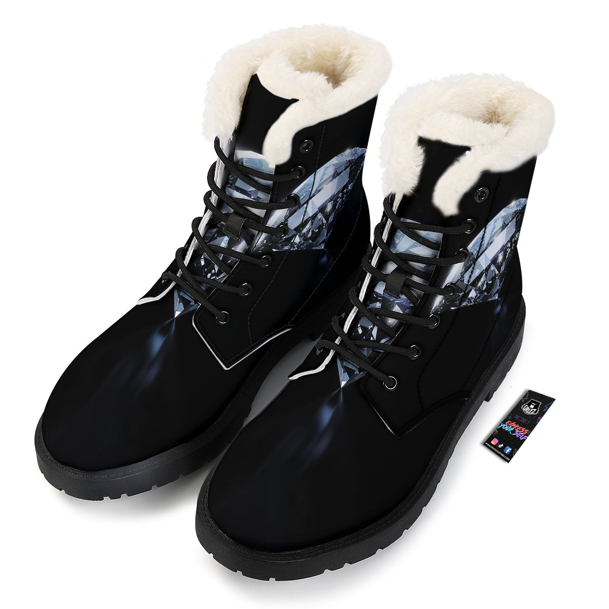 Diamond Print Winter Boots-grizzshop